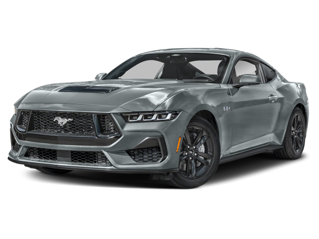 Gray Metallic Tri-Coat 2024 Ford Mustang angled to driver sideview of truck with no background | Trucks for Sale in Morristown, NJ | Nielsen Ford of Morristown