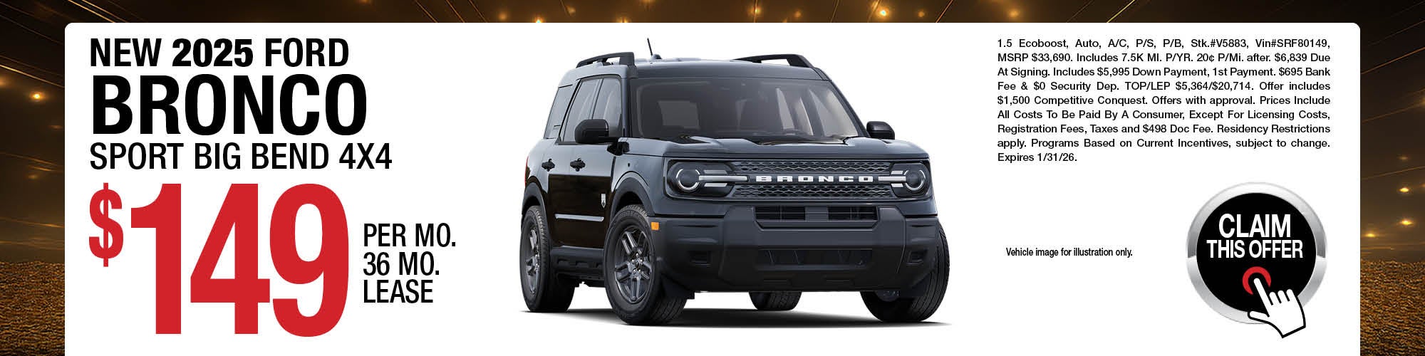 2025 Ford Bronco Sport Big Bend 4x4 Lease Offer