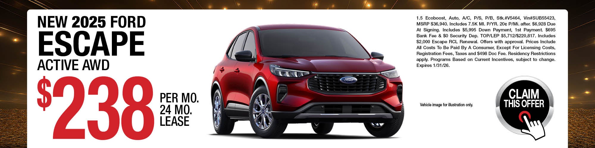 2025 Ford Escape Active AWD Lease Offer