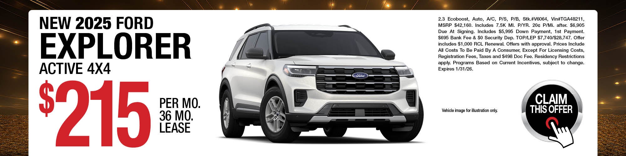 2025 Ford Explorer Active 4x4 Lease Offer