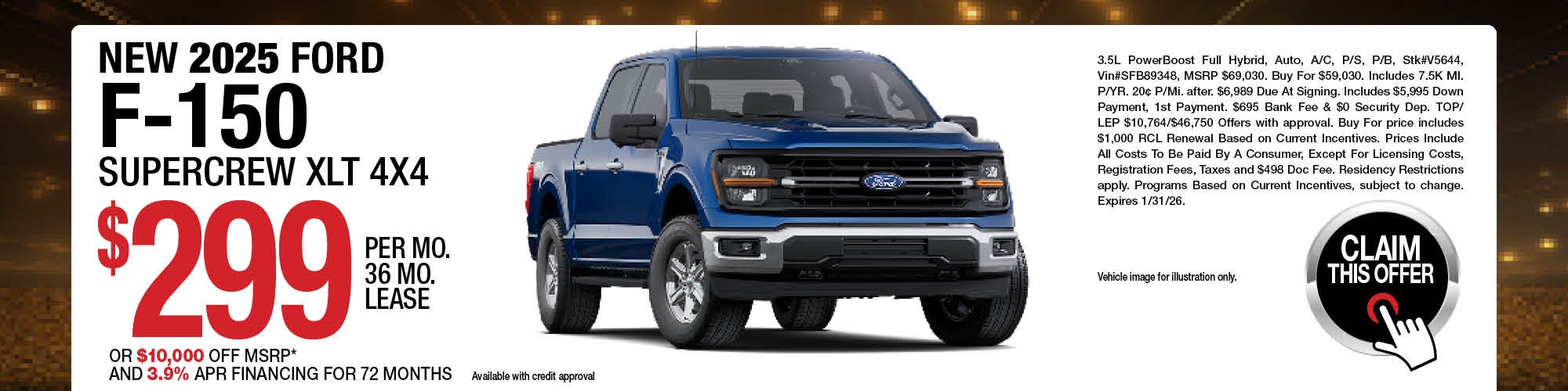 2025 Ford F-150 Supercrew XLT 4x4 Lease Offer
