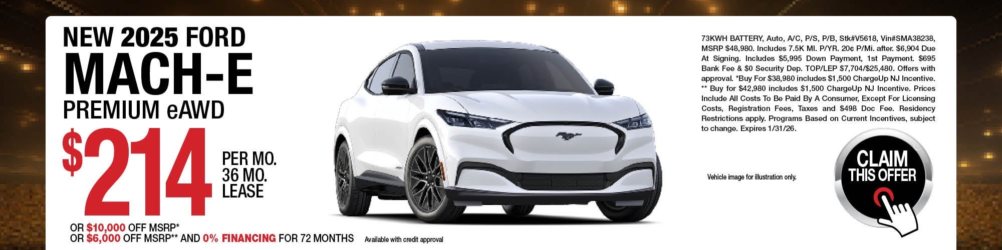 2025 Ford Mustang Mach-E Premium eAWD Lease Offer