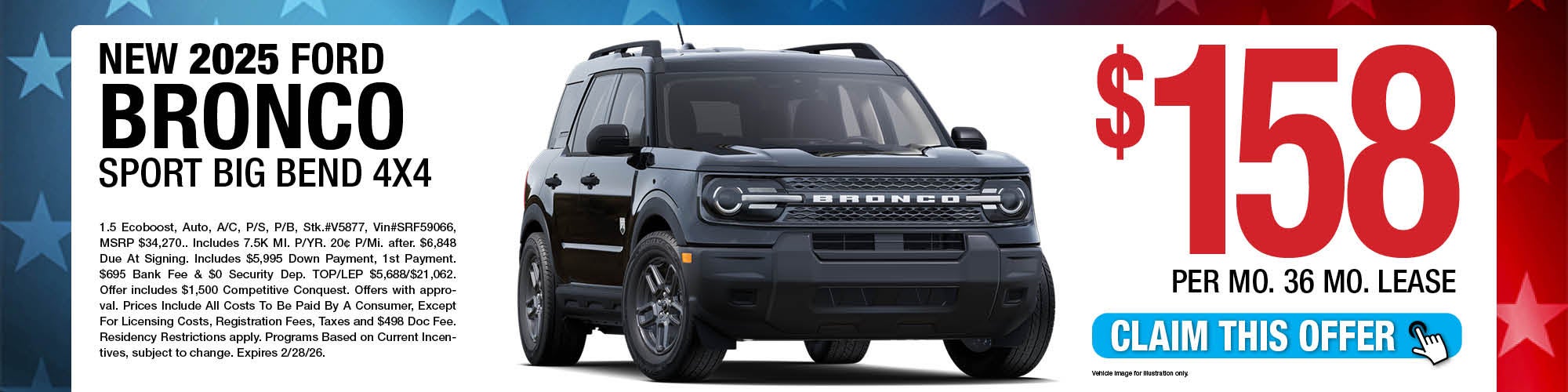 2025 Ford Bronco Sport Big Bend 4x4 Lease