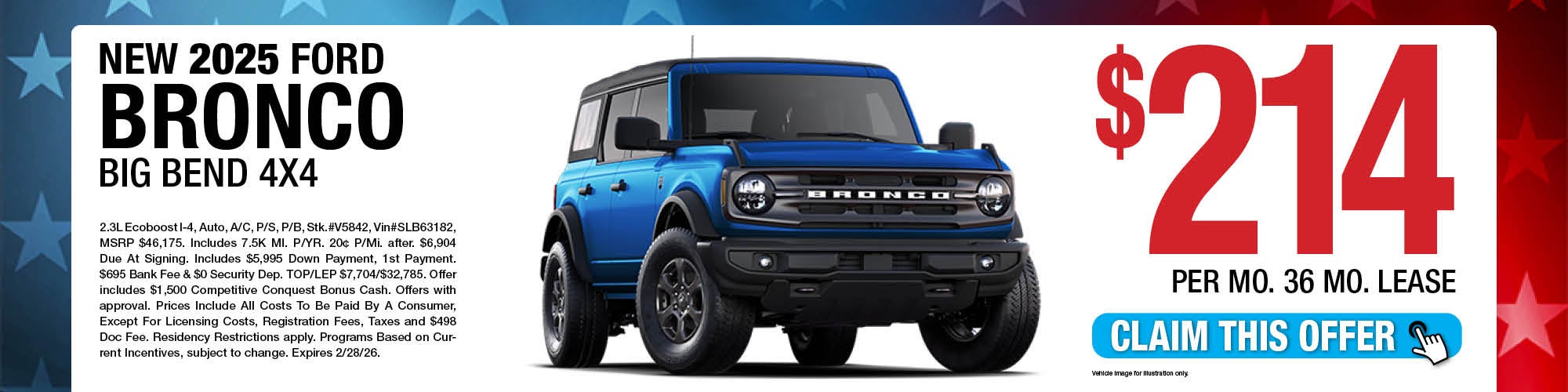 2025 Ford Bronco Big Bend 4x4 Lease Offer