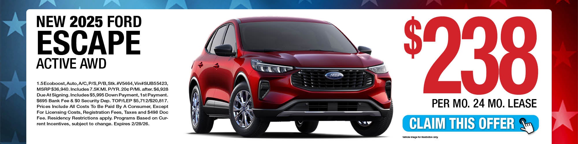 2025 Ford Escape Active AWD Lease Offer