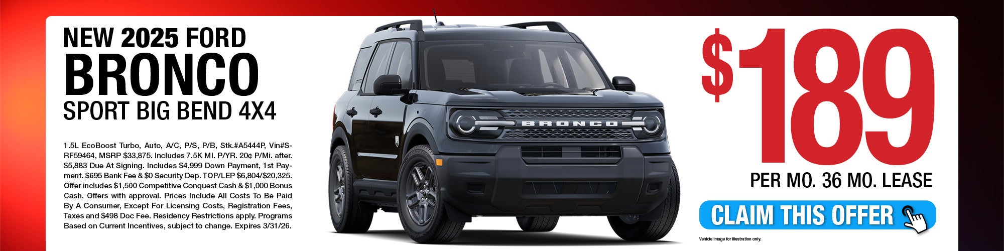 2025 Ford Bronco Sport Big Bend 4x4 Lease Offer