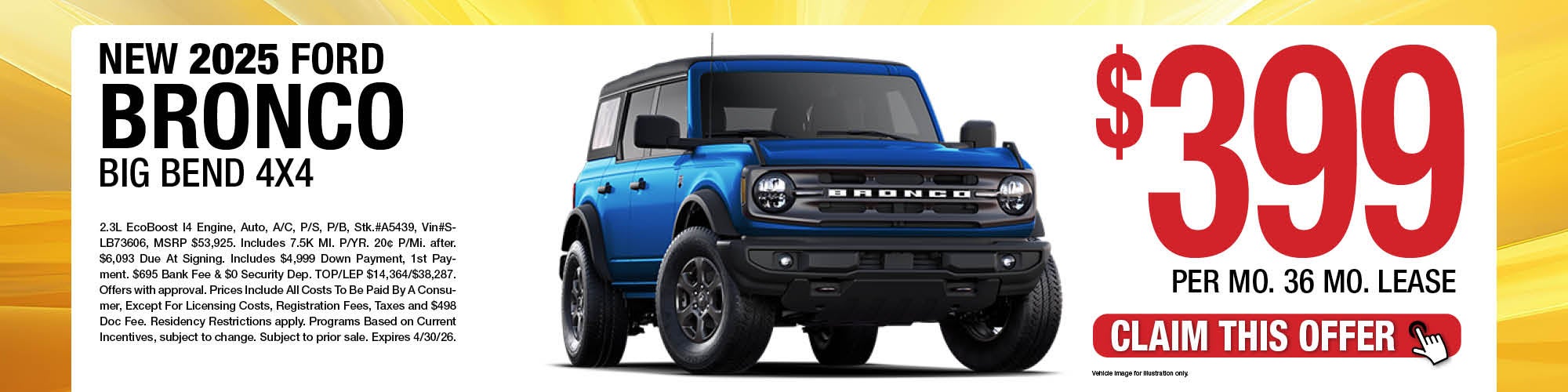 2025 Ford Bronco Big Bend 4x4 Lease Offer