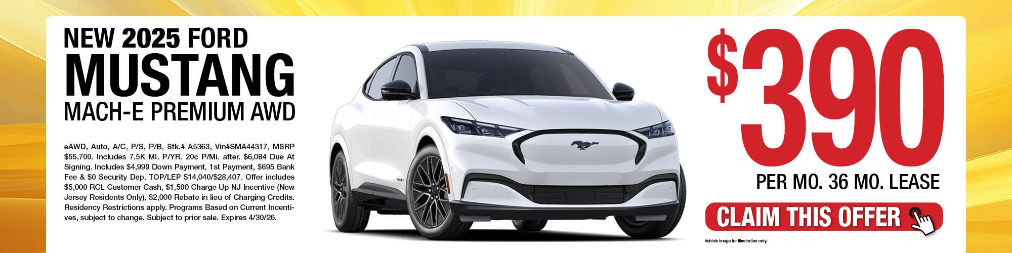 2025 Ford Mustang Mach-E Premium AWD Lease Offer