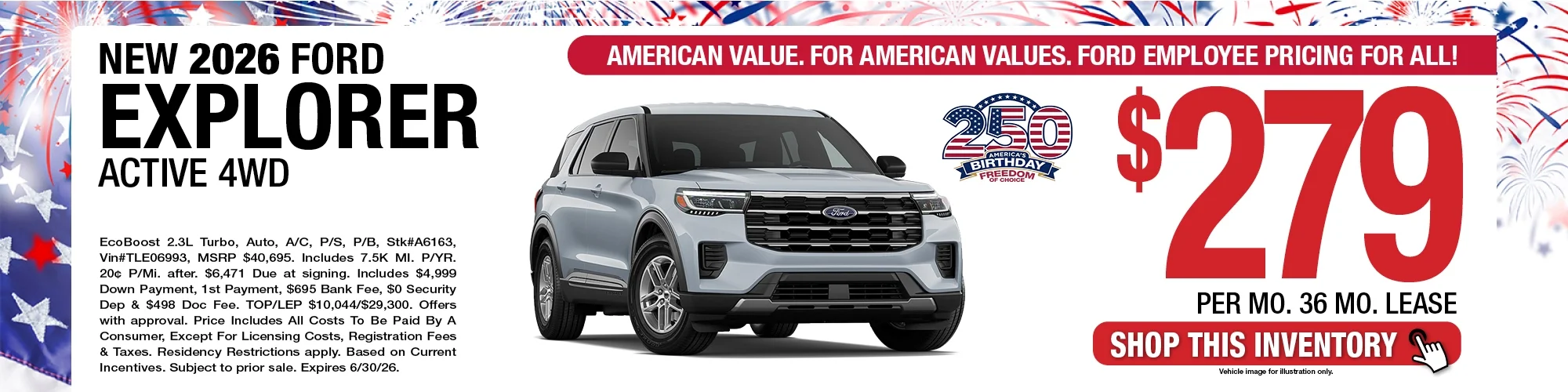 2026 Ford Explorer Active 4WD Lease Offer