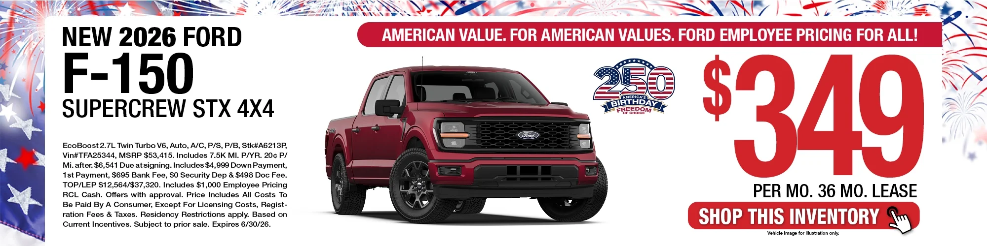 2026 Ford F-150 SuperCrew STX 4x4 Lease Offer