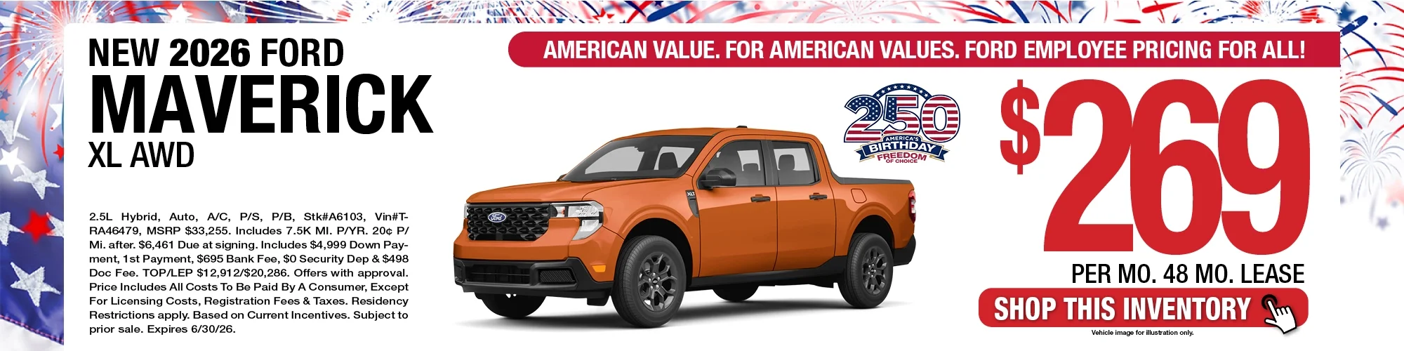2026 Ford Maverick XL AWD Lease Offer